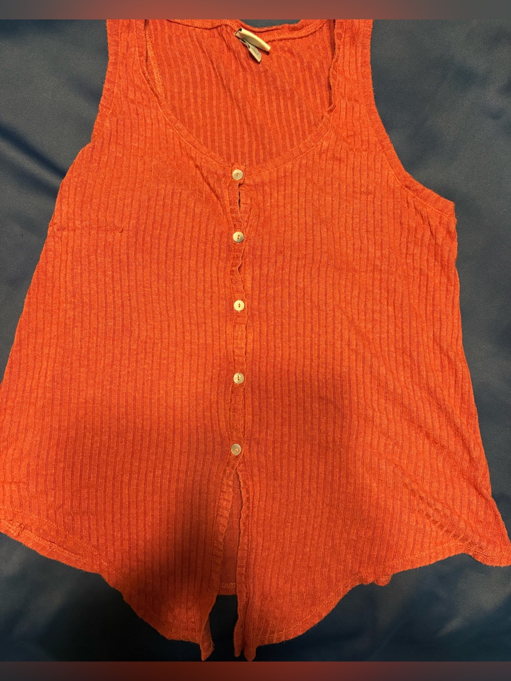 a new day Orange Ribbed Button-Back Top
